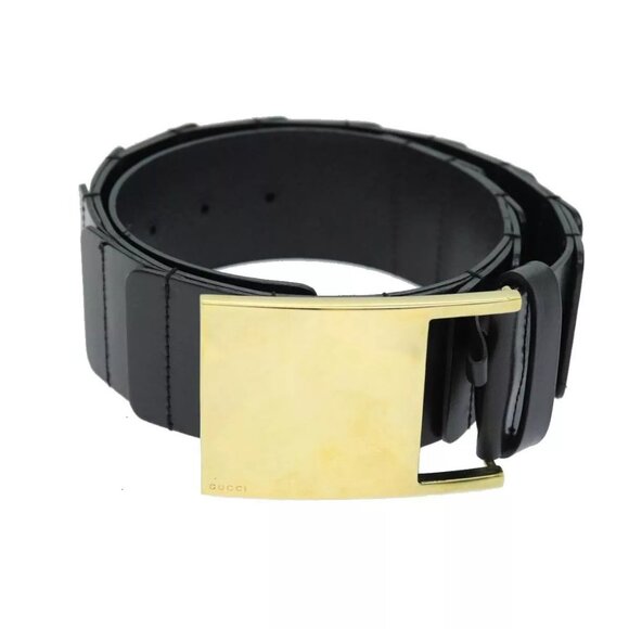 GUCCI Belt Leather 26.8""""""""-28.7"""""""" Black Auth bs - Picture 6 of 12